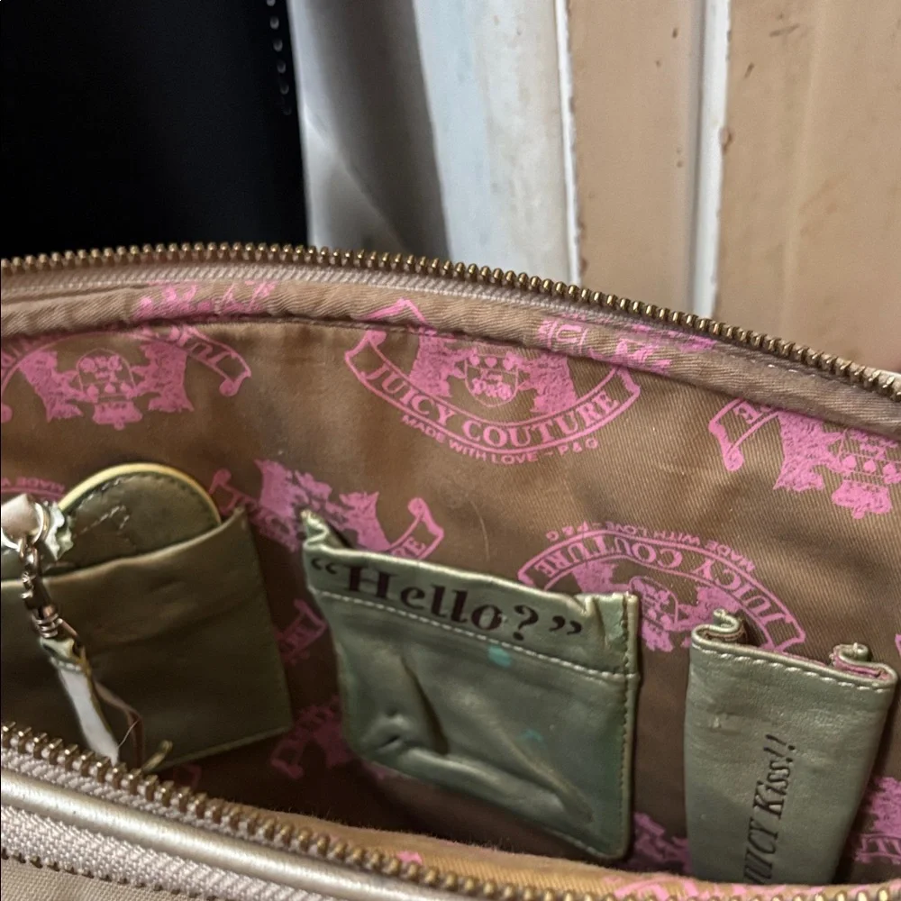Y2K Juicy Couture Metallic Gold Dog Bag Satchel